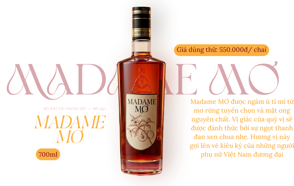 Madame Mơ — Bộ sưu tập Hương Sắc, ABV 22%, 700ml, giá dùng thử 550.000đ/chai